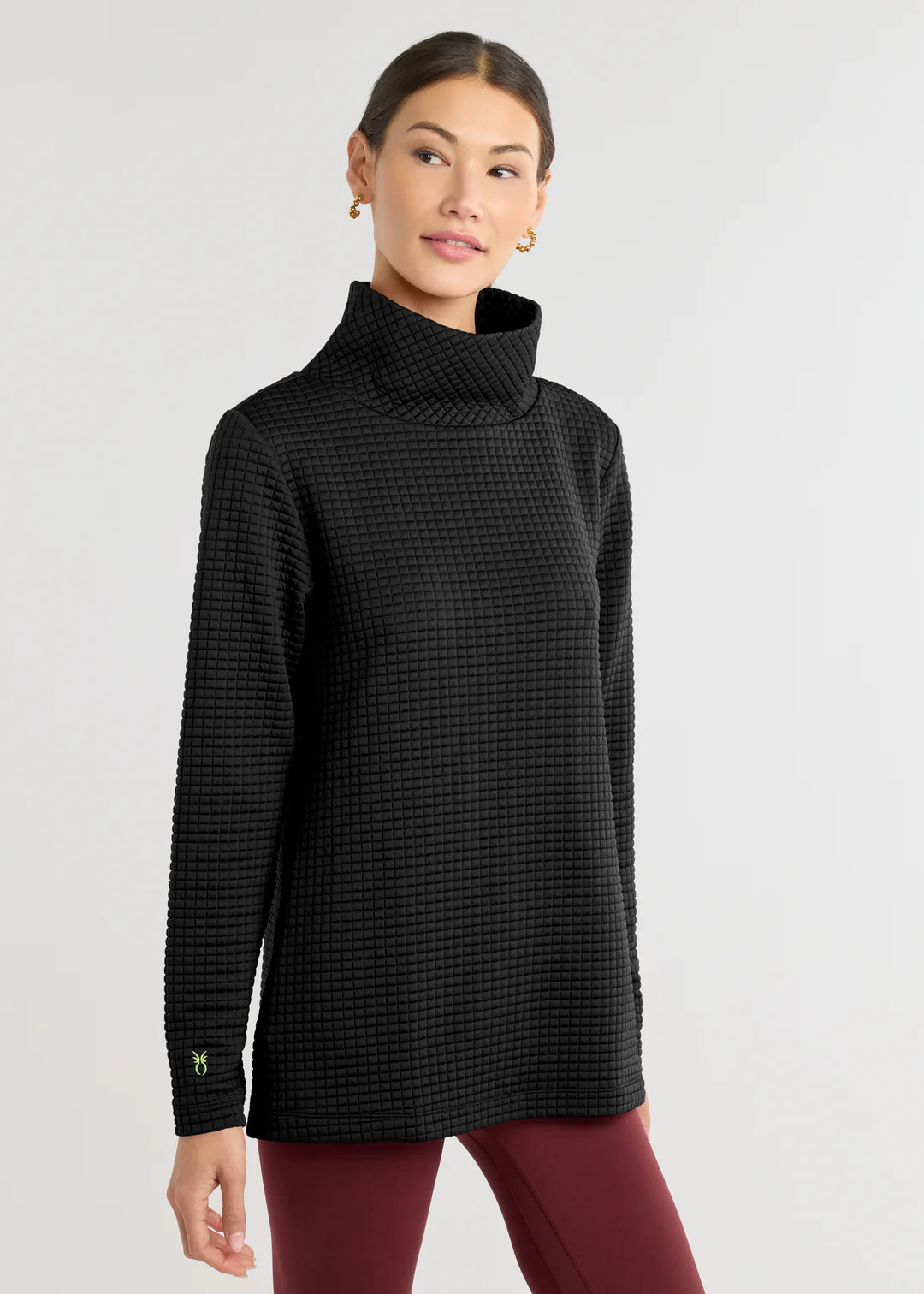 Cobble Hill Turtleneck in Waffle (Black) | Dudley Stephens