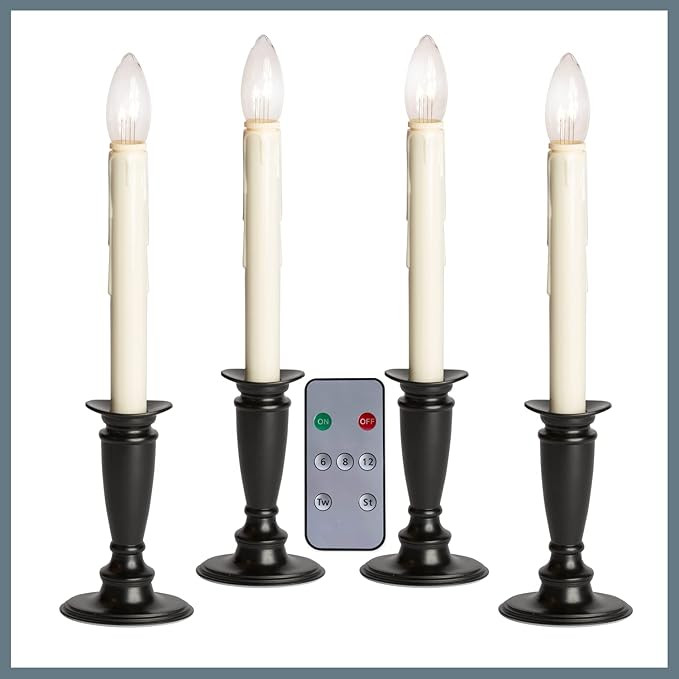 Celestial Lights Set of 4 Battery Operated Window Candles with Remote Control - (Black Onyx) | Amazon (US)
