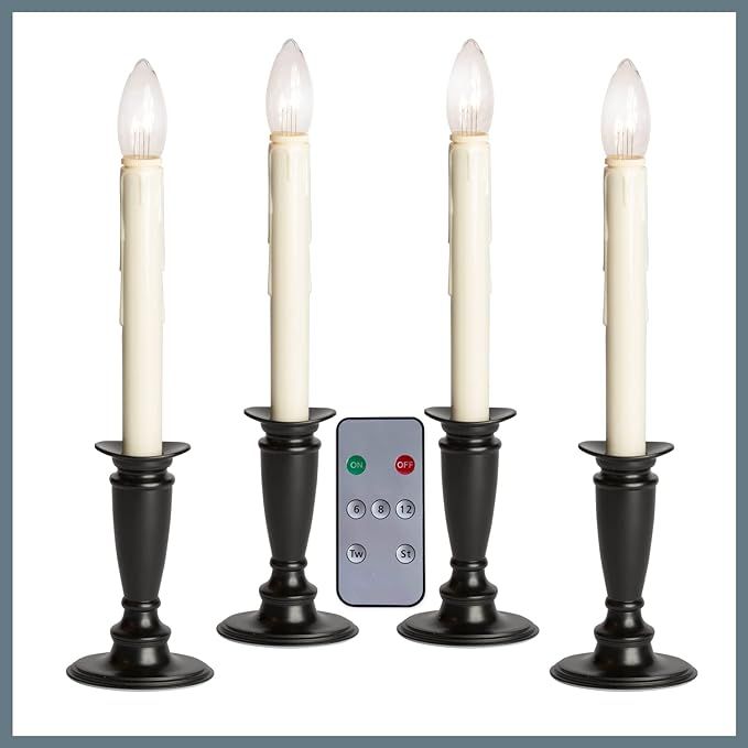 Celestial Lights Set of 4 Battery Operated Window Candles with Remote Control - (Black Onyx) | Amazon (US)