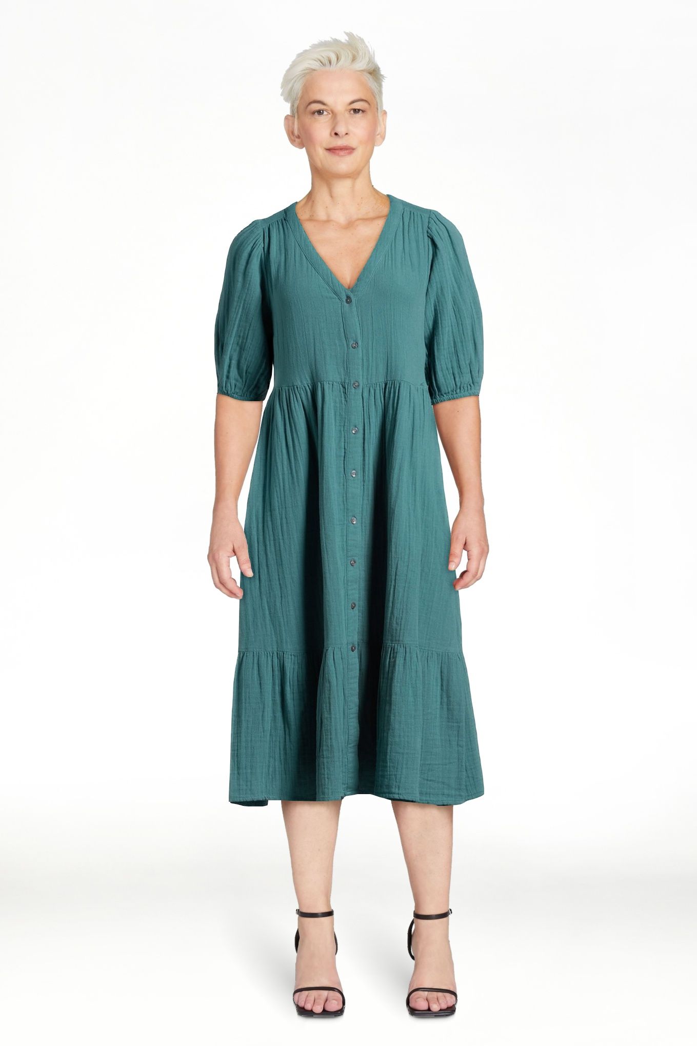 Time and Tru Women’s Tiered Midi Dress with Short Sleeves, Sizes XS-XXXL - Walmart.com | Walmart (US)