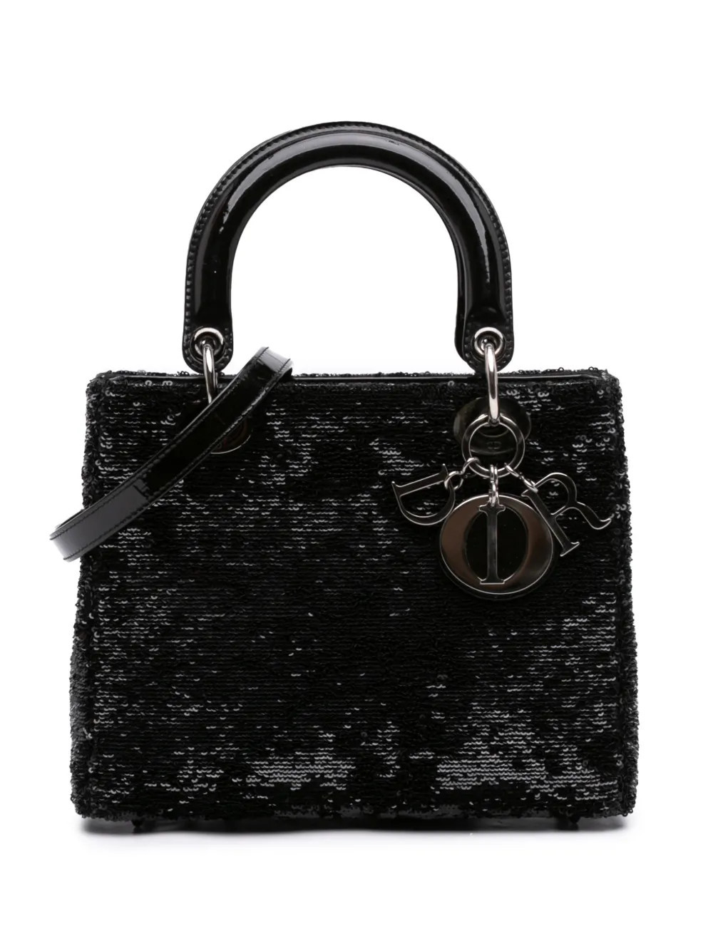 Christian Dior Pre-Owned 2013 Medium Sequins Lady Dior satchel - Black | Farfetch Global