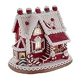Kurt S. Adler 9-Inch Red and White Santa and Mrs. Claus Gingerbread House, Multi | Amazon (US)