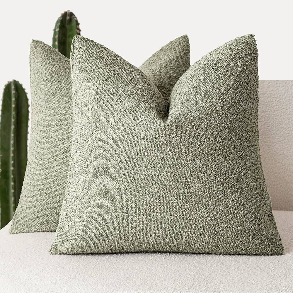 Foindtower Set of 2, Decorative Textured Boucle Throw Pillow Covers Accent Solid Pillow Cases Neu... | Amazon (US)