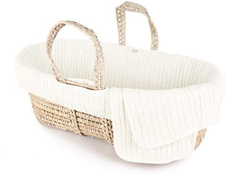 Tadpoles MBSTKT011C Cable Knit Moses Basket and Bedding Set, Ivory | Amazon (CA)