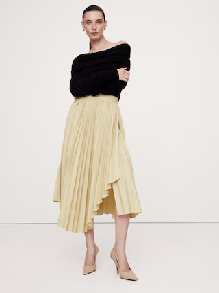 Pleated Asymmetrical Midi Skirt | Banana Republic (US)