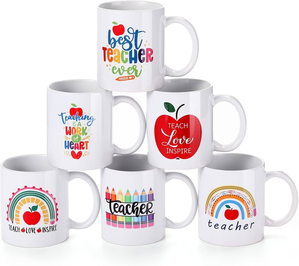 Zubebe 6-Piece Ceramic Teacher Mugs Set, 11 oz, Sublimation Mugs for Women Men, Best Teacher Gift... | Amazon (US)
