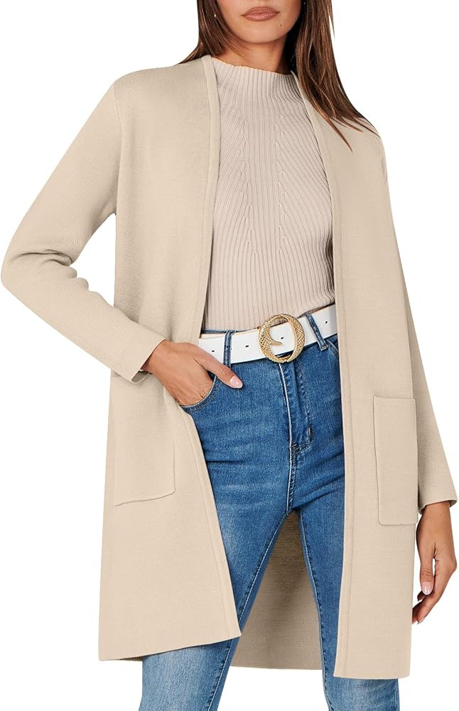 Prinbara Women Cardigan Sweaters 2023 Winter Trendy Coat Casual Long Sleeve Open Front Knit Coati... | Amazon (US)