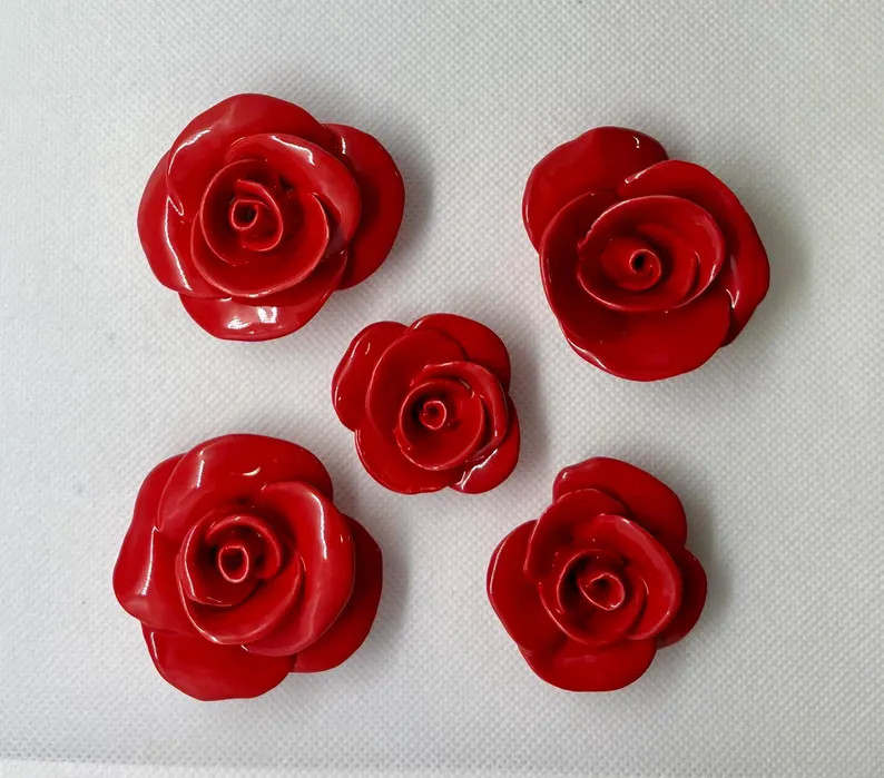 5 Beautiful Ceramic Roses for Mosaic - Etsy | Etsy (US)