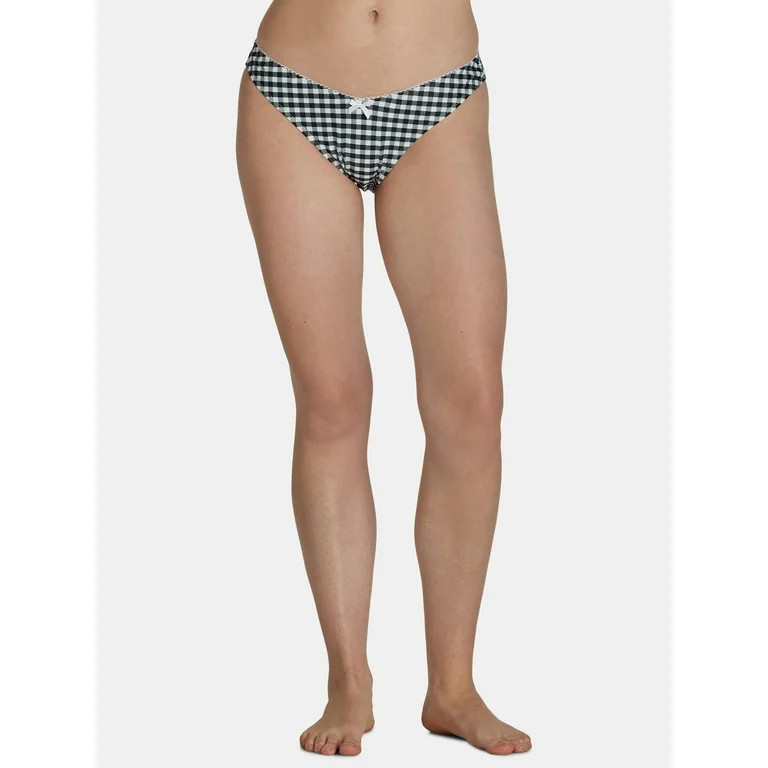 No Boundaries Gingham Bow Cheeky Bikini Bottoms, Women’s - Walmart.com | Walmart (US)