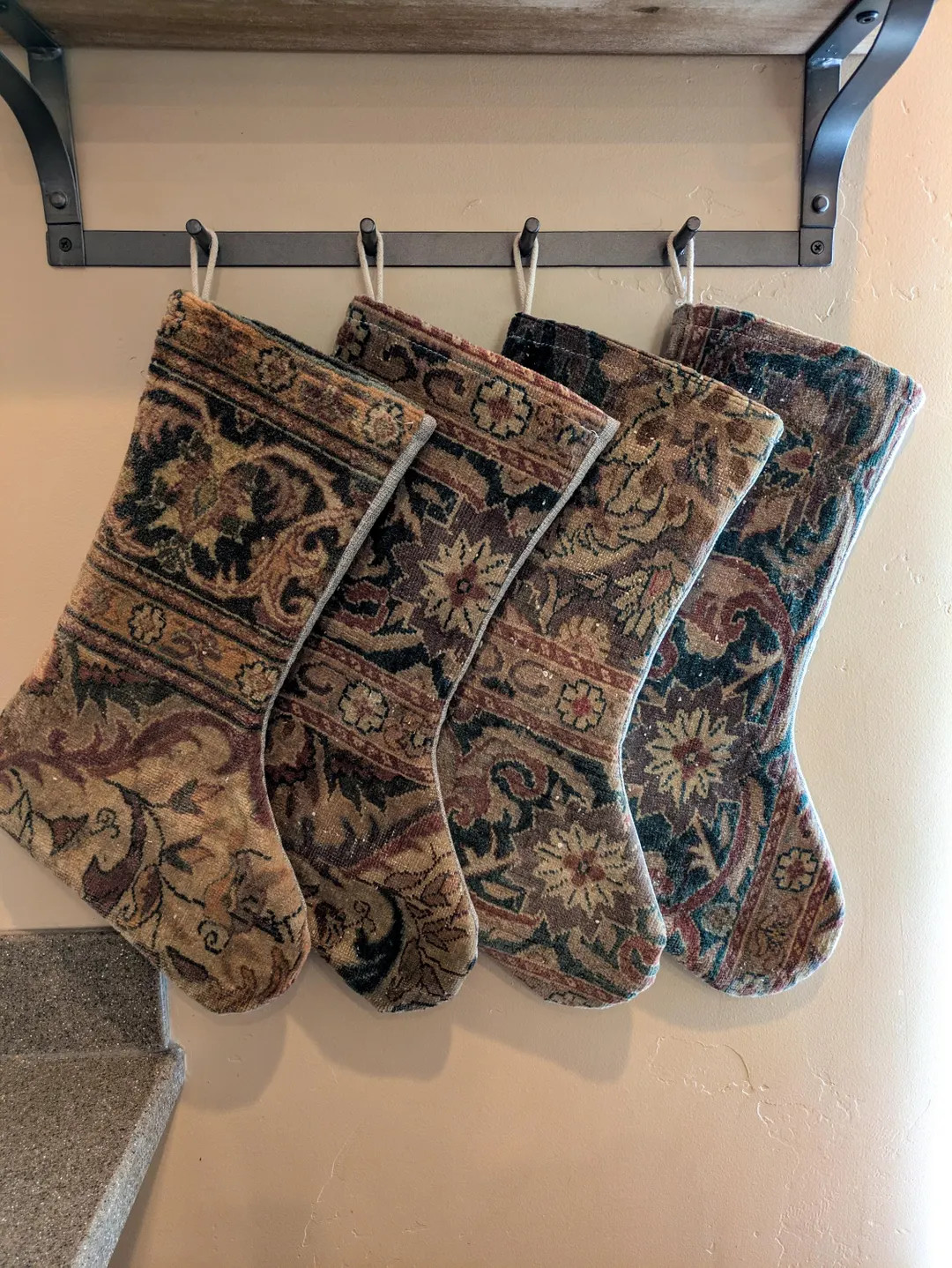 The Vienna Collection | Vintage Boho Wool Christmas Stockings | Floral Vintage Oushak Turkish Rug... | Etsy (US)