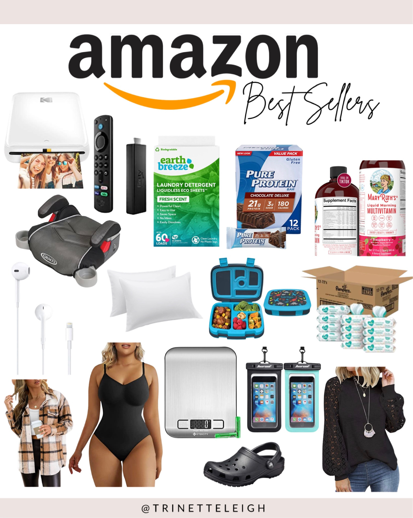 Amazon best sellers. Wireless mobile photo mini printer. Amazon fire stick 4k. Liquid Laundry detergent sheets. Protein bar gluten free. Multivitamin multi mineral for women, men and kids. Graco TurboBooster Backless Booster Car Seat. Amazon Basics Lightweight Super Soft Easy Care Microfiber Pillowcase. Kids Leak-Proof, 5-Compartment Bento-Style Kids Lunch Box. Baby Wipes, Pampers Sensitive Water Based Baby Diaper Wipes. Apple EarPods Headphones with Lightning Connector. Womens Casual Plaid Shacket Wool Blend Button Down Long Sleeve Shirt Fall Jacket Shackets. Bodysuit for Women Tummy Control Shapewear Seamless Sculpting Thong Body Shaper. Food Kitchen Scale, Digital Grams and Ounces for Weight Loss, Baking, Cooking, Keto and Meal Prep. Universal Waterproof Phone Pouch, Waterproof Phone Case Compatible for iPhone 14 13 12 11 Pro Max XS Plus Samsung Galaxy S22 Cellphone for vacation. Women’s Long Sleeve Tops Lace Casual Loose Blouses T Shirts. Crocs Unisex-Adult Classic Clogs.

#LTKunder50 #LTKFind #LTKunder100