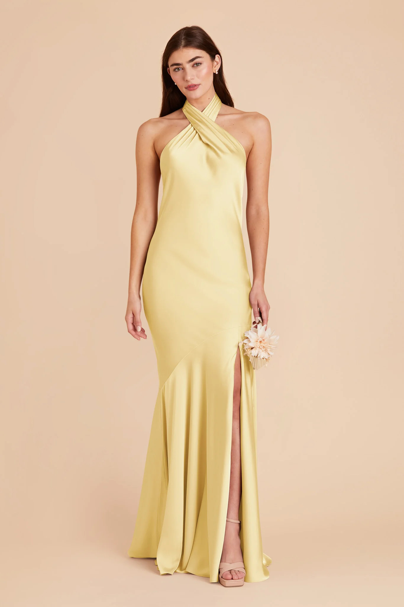 Stephanie Matte Satin Dress in Lemon Sorbet | Birdy Grey | Birdy Grey