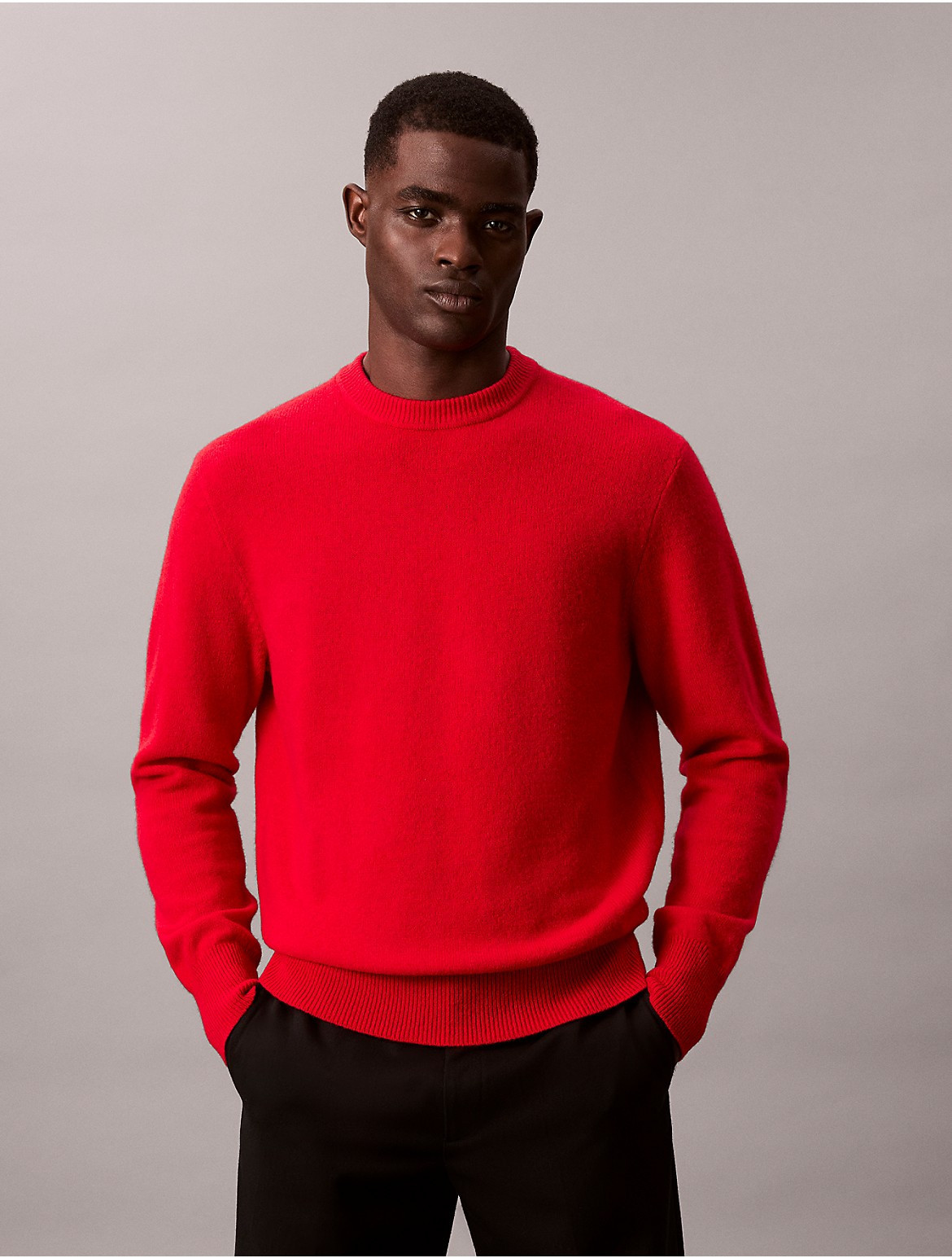Calvin Klein Men's Merino Wool Relaxed Sweater - Red - M | Calvin Klein (US)