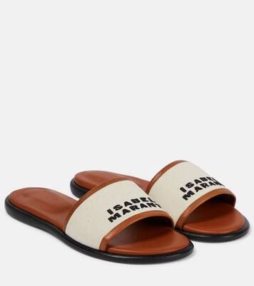 Isabel MarantVikee leather-trimmed canvas sandals | Mytheresa (UK)