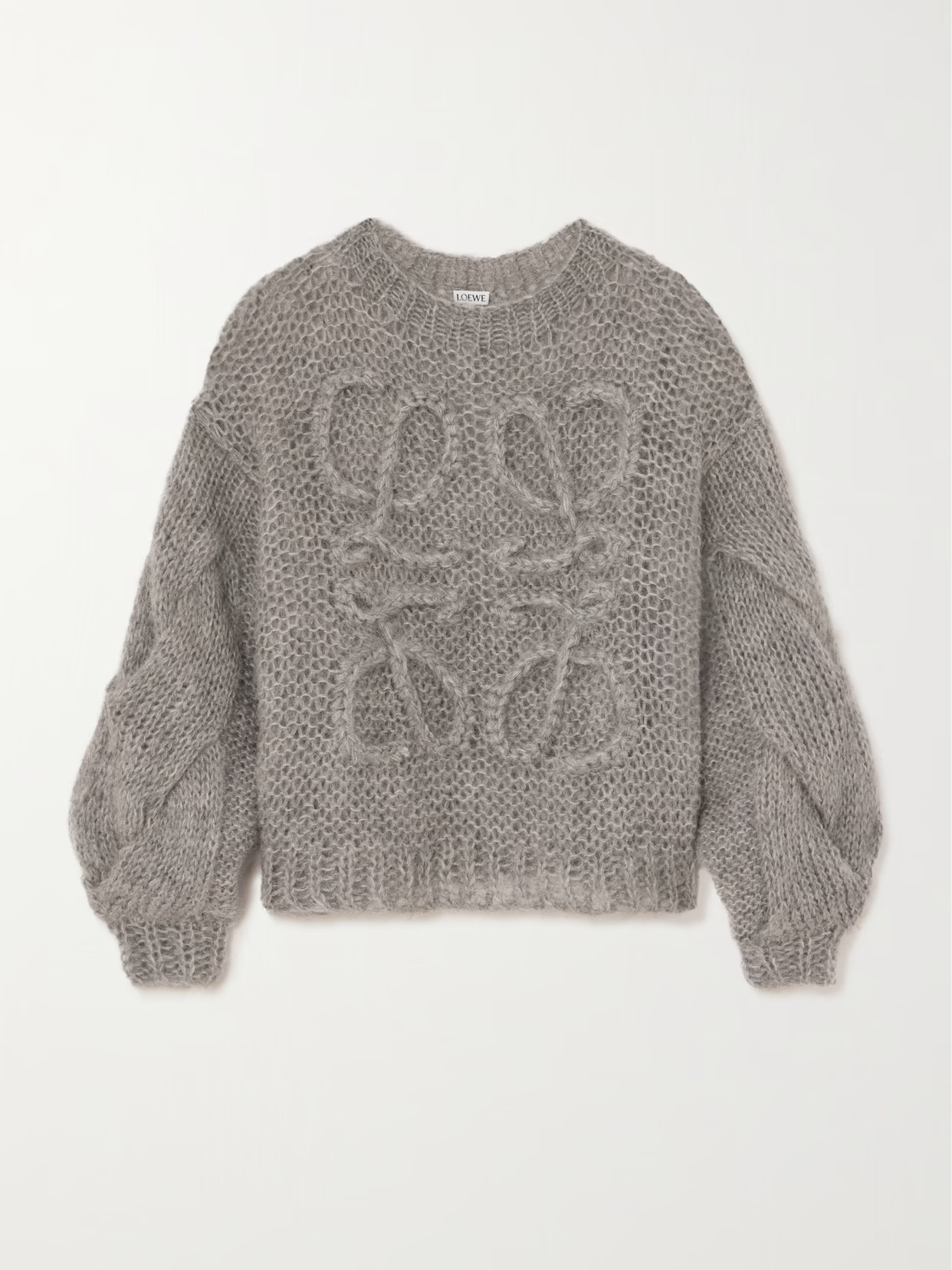 LOEWE - Anagram Oversized Mohair-blend Sweater - Gray | NET-A-PORTER (US)