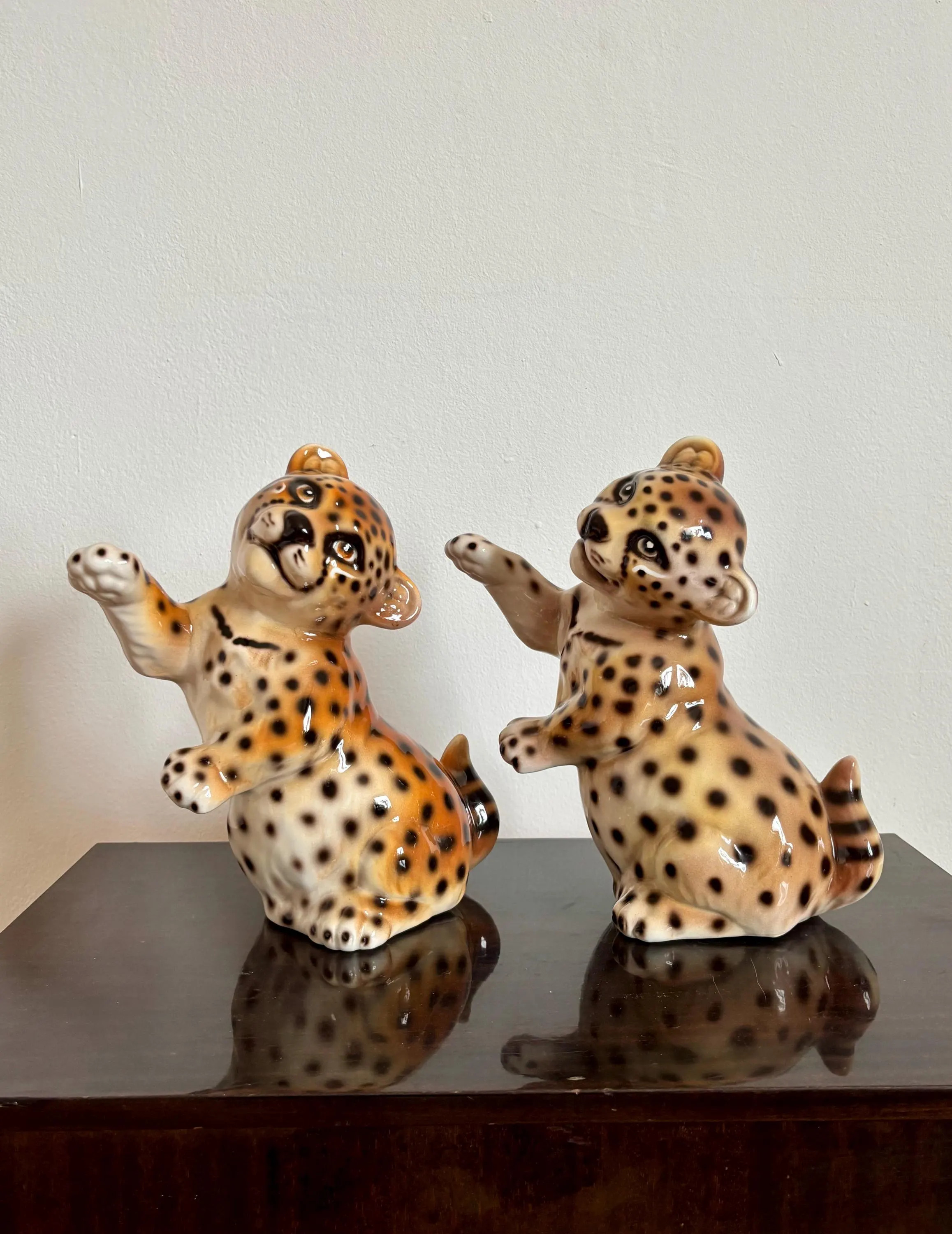 Vintage Ceramic Cheetah Cubs Figurines / Italian Leopard Statues / Mid Century Animal Decor / 1980s | Etsy (Global)