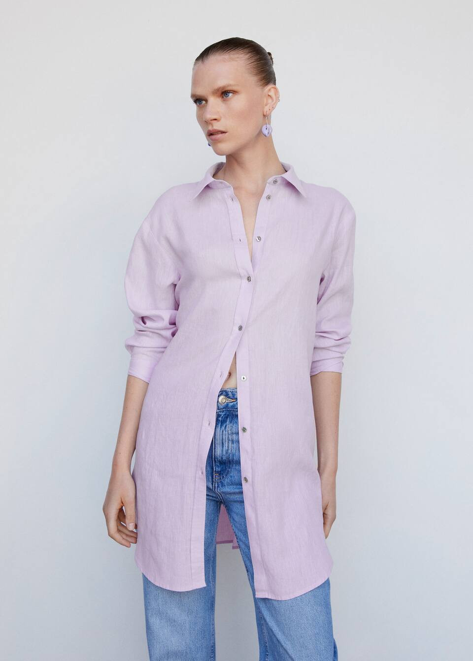 100% linen shirty dress -  Women | Mango United Kingdom | MANGO (UK)