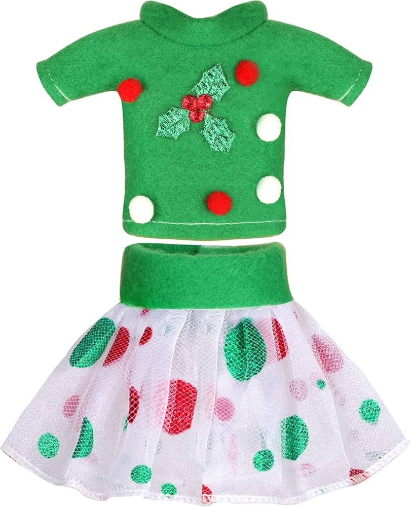Erweicet Christmas Clothing Christmas Accessories for elf Doll (Top + Skirt) Doll is not Included | Amazon (US)