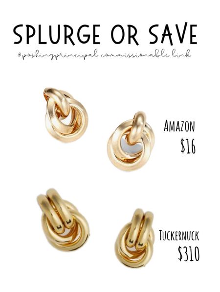 ✨ Check out these fantastic earrings! ✨

Would you go for the splurge earrings at $310 or the budget earrings for $16??! They both look fantastic and are perfect for any occasion! 😍

I will have them linked on my LTK @poshingprincipal. Happy shopping! 👜💕

---

#BudgetFind #SplurgeVsSave #FashionDeals #LTKFinds #LTKUnder50 #AffordableFashion #FashionOnABudget #DesignerDupes #FashionInspo #AccessoryGoals #SpringStyle #SummerAccessories #FashionBargain

---

Splurge vs save
Designer dupes
Affordable fashion finds
Fashion accessories
Jewelry under $50
Budget-friendly jewelry 
Stylish jewelry 
LTK finds
 #ltkitbag #ltkfindsunder50 #ltkgiftguide

#LTKGiftGuide #LTKStyleTip #LTKFindsUnder50