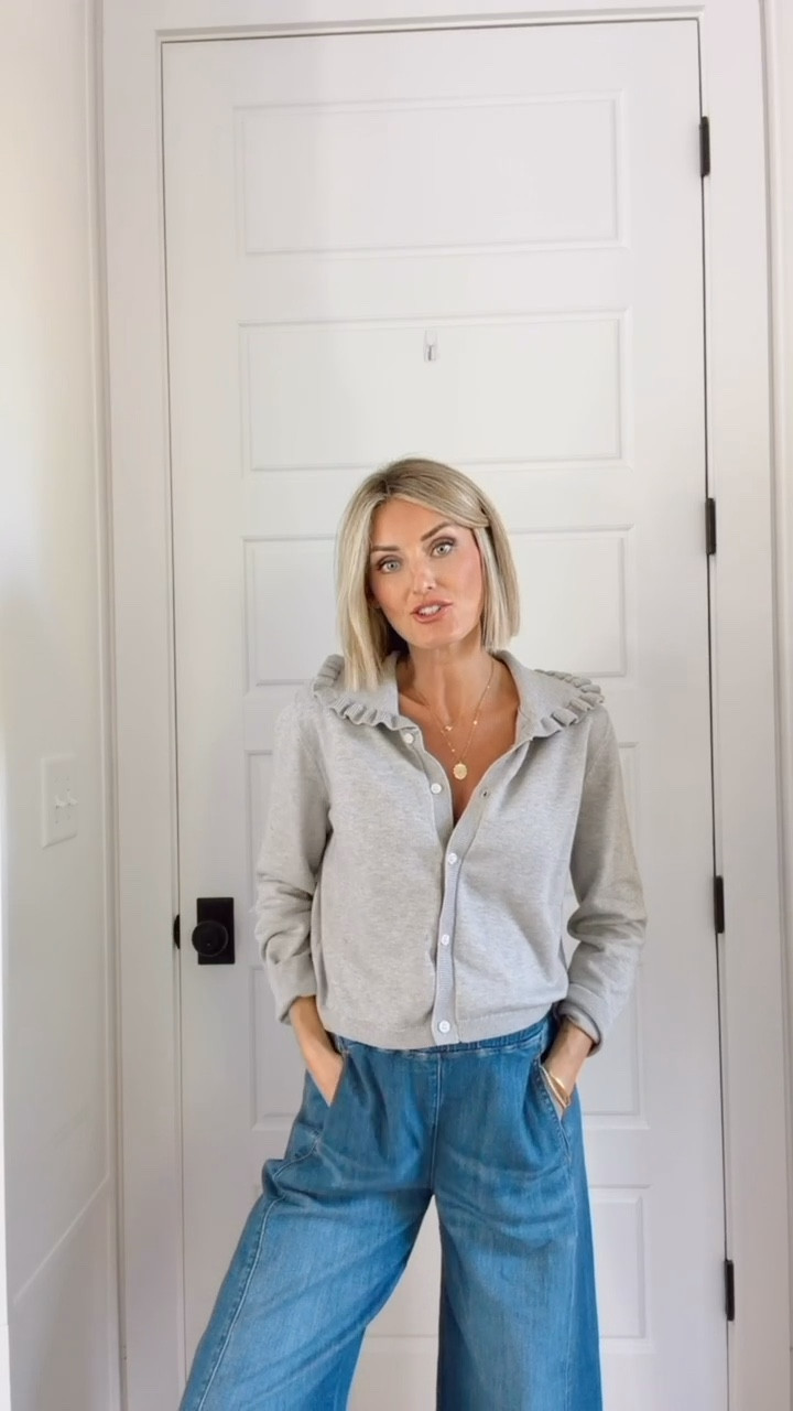 How cute is this cardigan with the ruffle collar? I styled it here with some high waisted barrel jeans, but I think this would be so cute with a satin skirt! Wearing S in this cardigan!

Loverly Grey, Amazon, cardigan, spring outfit, barrel jeans, casual cute outfit 

#LTKSeasonal