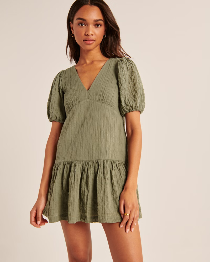 Puff Sleeve Trapeze Mini Dress | Abercrombie & Fitch (US)
