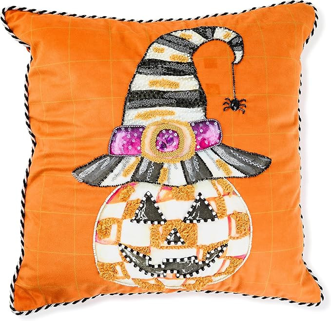 MACKENZIE-CHILDS Throw Pillow, Decorative Cotton Pillow for Halloween, 20" W x 20" H x 5" D, Jack... | Amazon (US)
