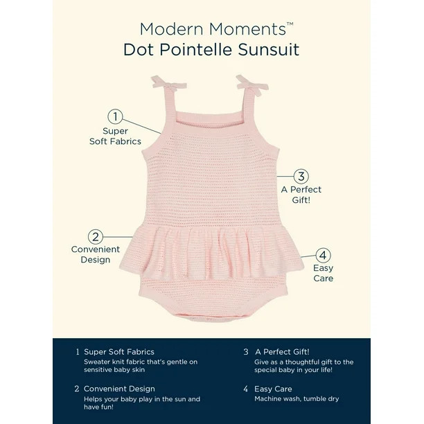 Modern Moments by Gerber Baby Girl Embroidered Pointelle Romper, Sizes 0/3M-24M | Walmart (US)