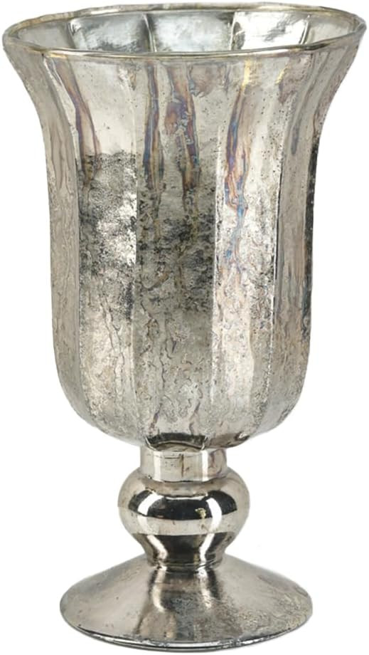 Serene Spaces Living Antique Platinum Flower Vase, Mercury Glass Urn for Centerpieces, Weddings & Event Decor – Vintage-Style Floral Vase, 5" Diameter and 8.5" Tall | Amazon (US)