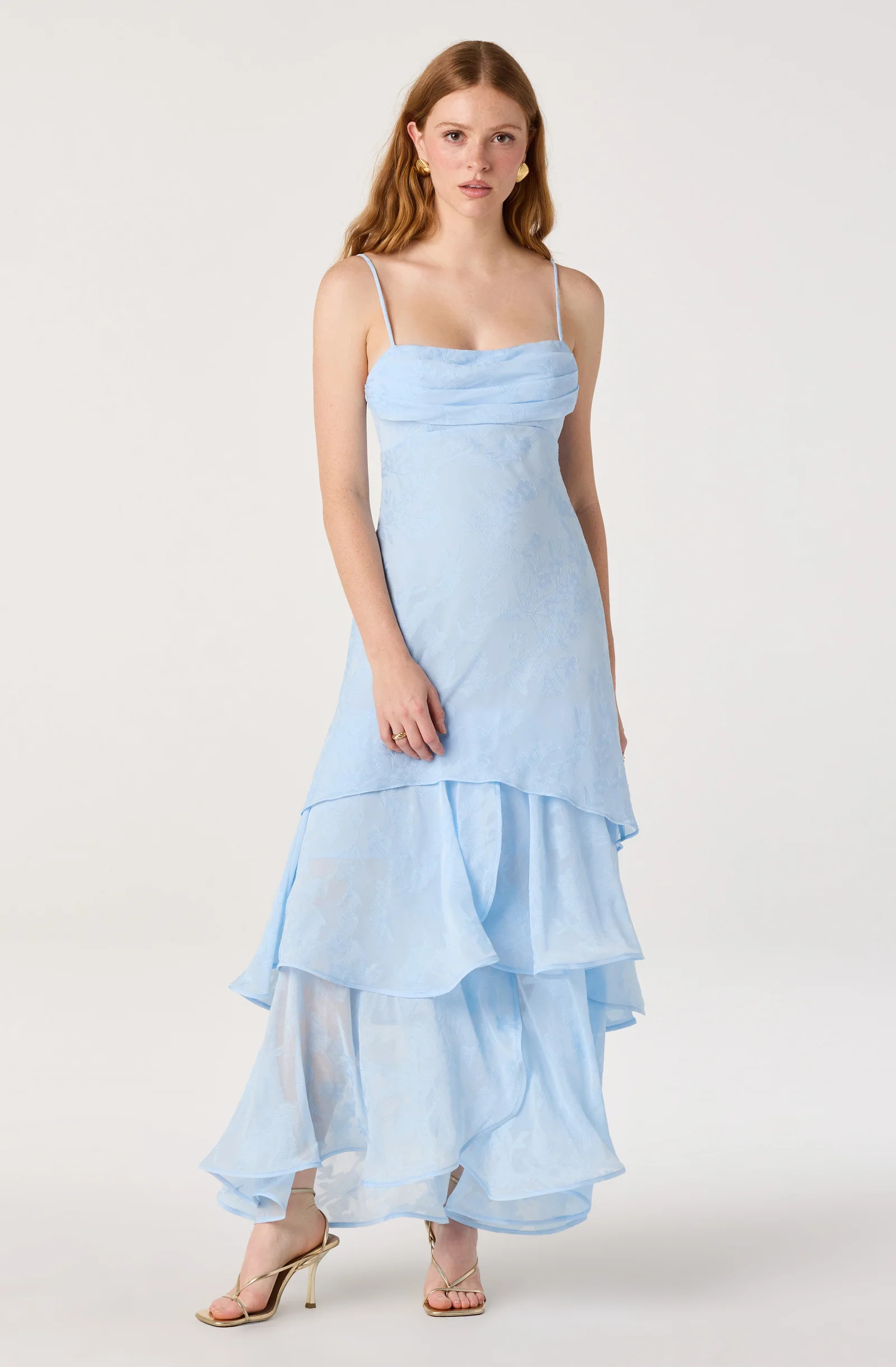 Allison Tiered Ruffle Maxi Dress - Sky blue / XS | ASTR The Label (US)