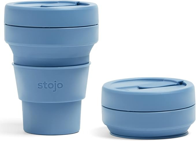 Stojo Collapsible Travel Cup - Steel Blue, 12oz / 355ml - Leak-Proof Reusable To-Go Pocket Size Sili | Amazon (US)