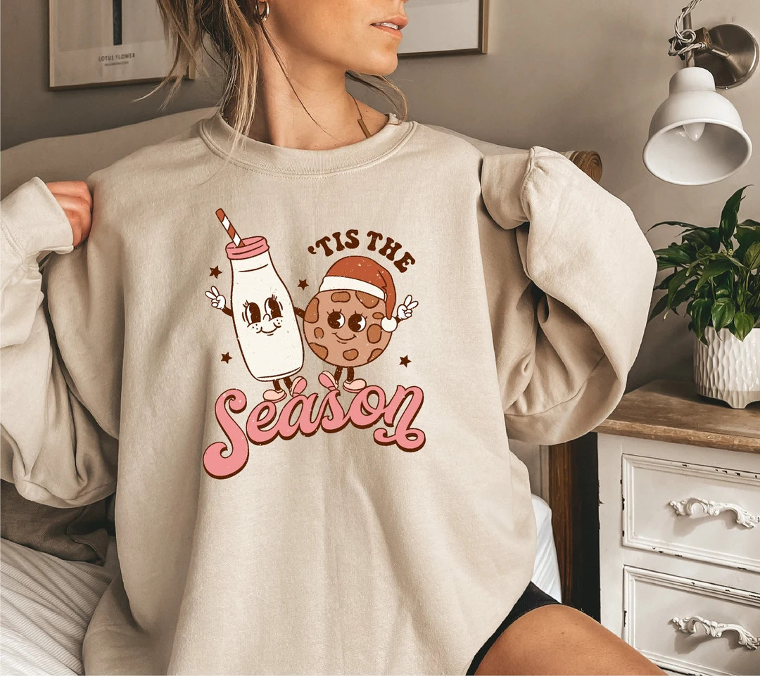 Tis the Season Sweatshirt, Holiday Sweatshirt, Retro Christmas Shirt for Women, Christmas Crewneck S | Etsy (US)