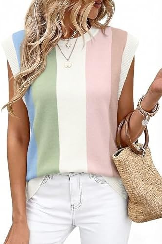 WIHOLL Tank Tops for Women Summer Lightweight Sweater Fashion Clothing Crew Neck T Shirts Cap Sle... | Amazon (US)