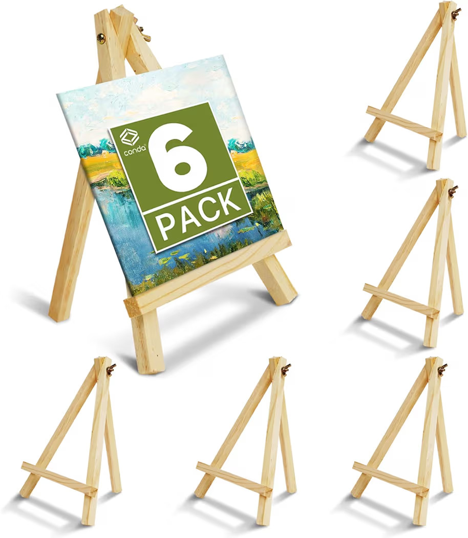 Conda 6 Pack 9 Inch Mini Wooden Display Easels, A-Shaped Mini Easel Stand for Small Painting, Pai... | Amazon (US)