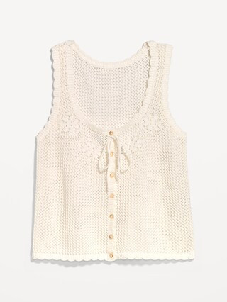 Sleeveless Seaside Cotton Crochet Tank Top | Old Navy (US)