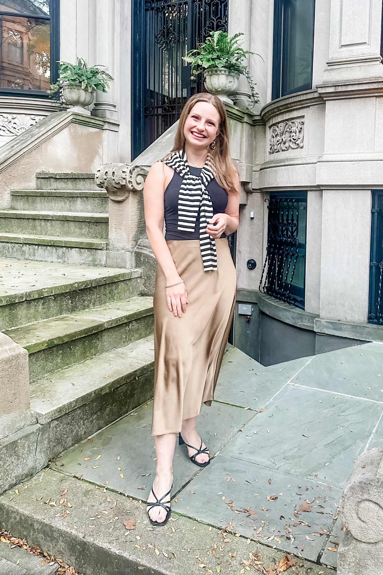 J Crew slip skirt- wearing a S
I always take a S in the Express bodysuits and the striped cardigan is an XS 

#LTKstyletip #LTKSeasonal #LTKfindsunder100