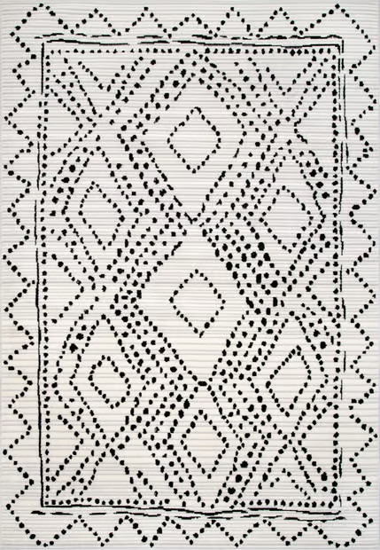 Black Dotted Diamond Trellis Area Rug | Rugs USA