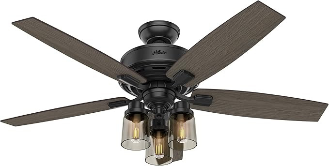 Hunter Fan Company Bennett 52-inch Indoor Matte Black Rustic Ceiling Fan With Bright LED Light Ki... | Amazon (US)