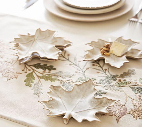 Ridge Maple Leaf Stoneware Appetizer Plates - Set of 4 | Pottery Barn (US)