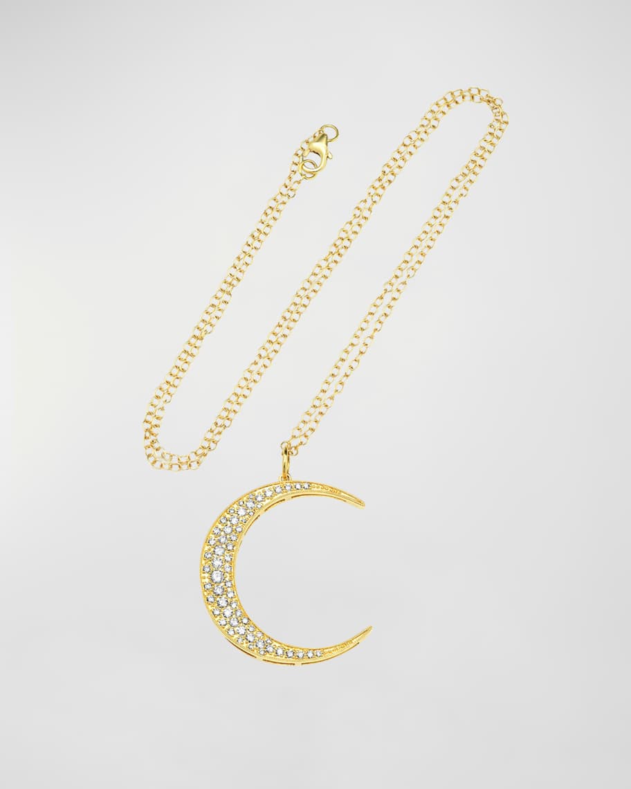18k Gold Diamond Crescent Moon Necklace | Neiman Marcus