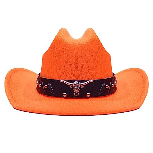 Kalerona Orange Cowboy Hats for Men & Women with Western Hat Bands, Ideal for Rodeo Parties, Adjustable Fit | Amazon (US)