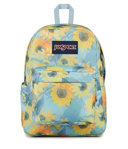 JanSport SuperBreak Plus Backpack with Padded 15-inch Laptop Sleeve and Integrated Bottle Pocket - Spacious and Durable Daypack for Work and Travel - Surreal Sunflowers​ Blue Dusk | Amazon (US)