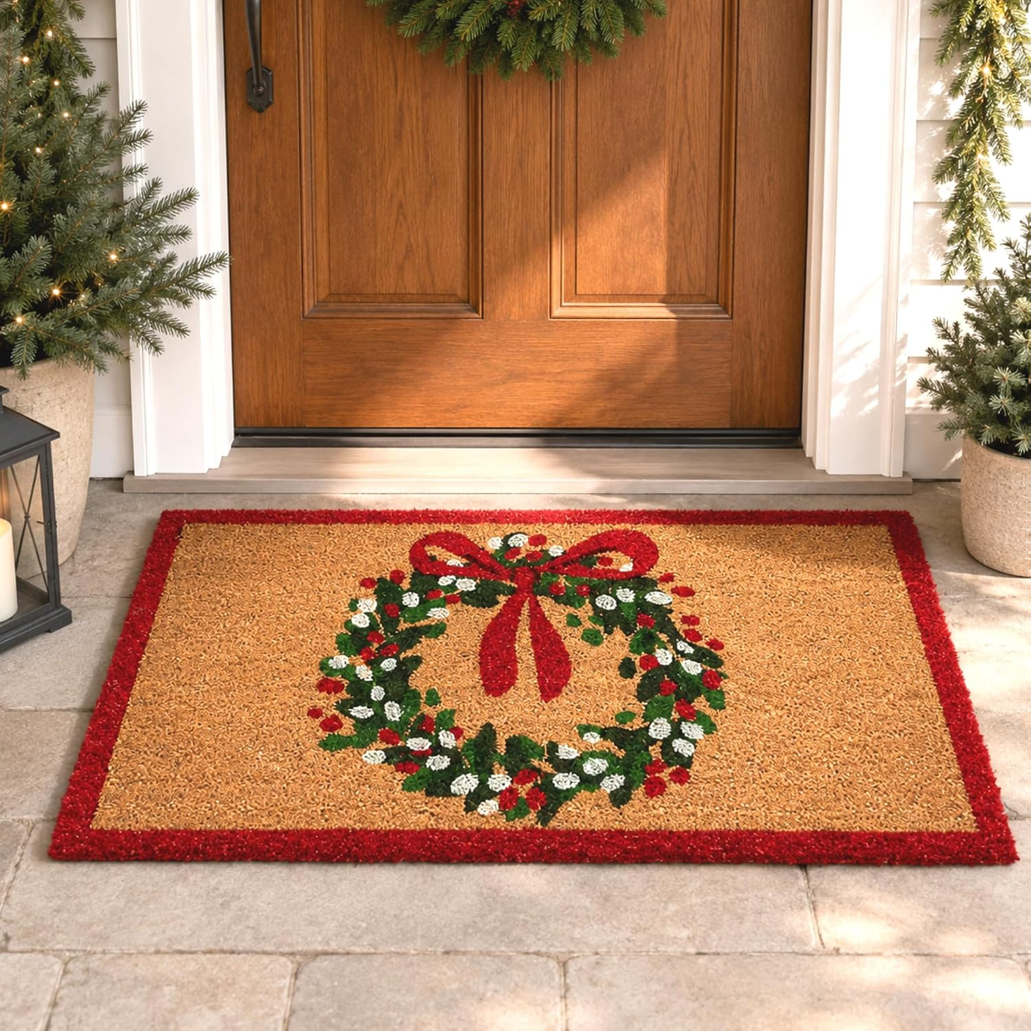 WILLBOND Christmas Coir Doormat Outdoor Welcome Door Mat 28 x 16 Inch | Amazon (US)