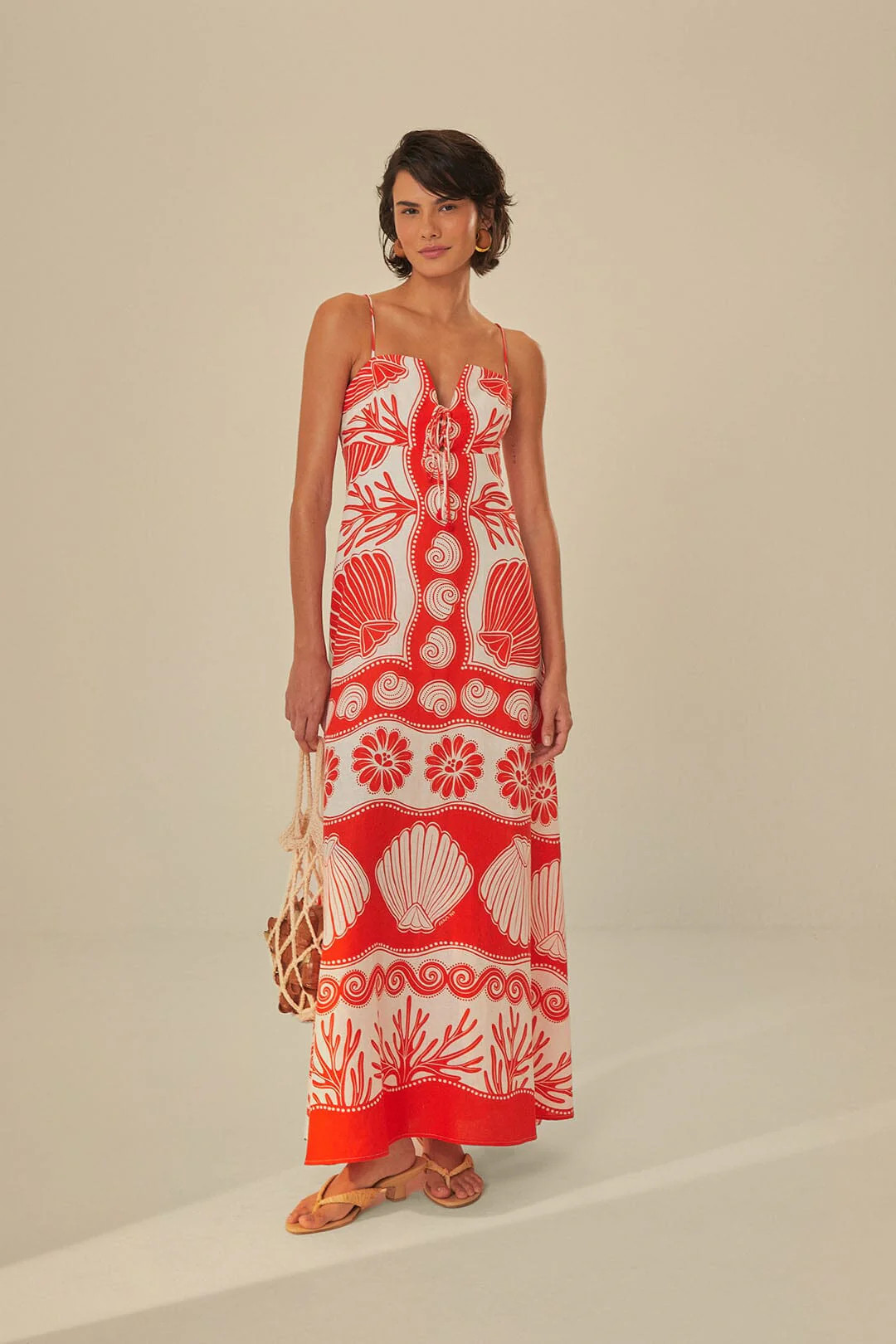 White Ainika Shell LENZING™ ECOVERO™ Euroflax™ Maxi Dress | FarmRio (US)