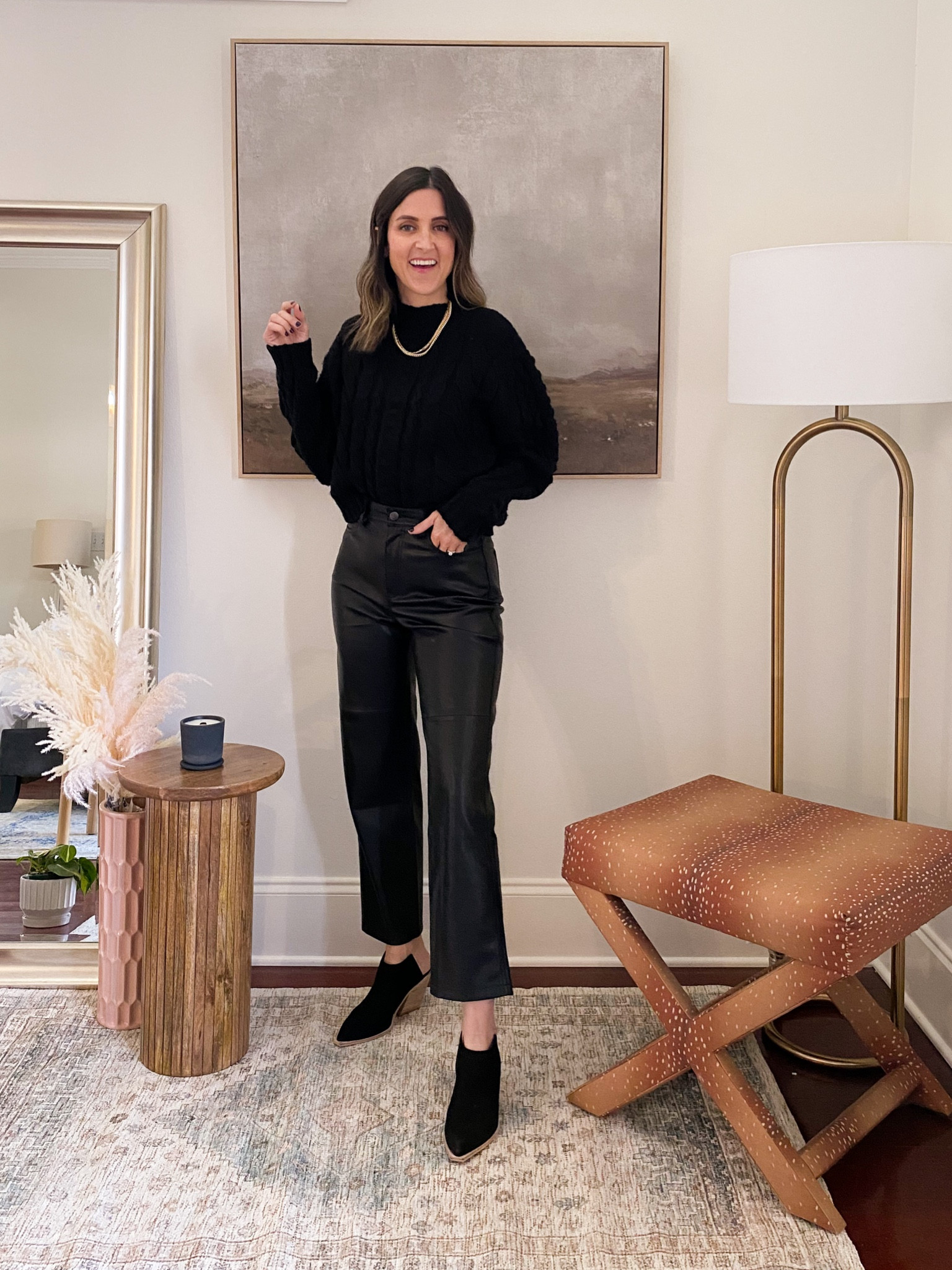 How to Style Leather Pants! Mango Leather Pants. Mango sweater. Dolce Vita mules  

#LTKstyletip #LTKunder100