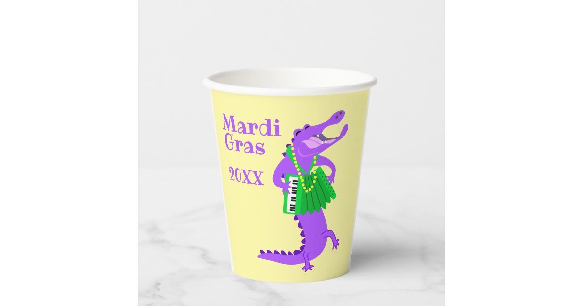 Mardi Gras Alligator Paper Cups | Zazzle | Zazzle