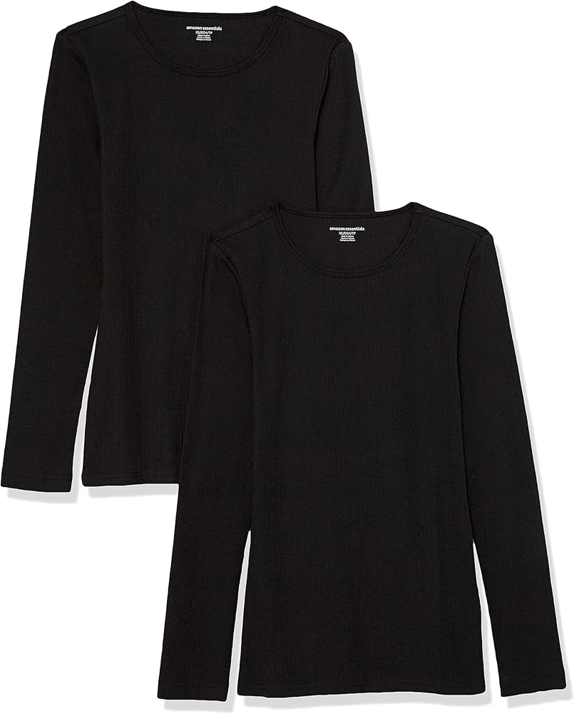 Amazon Essentials Women's Slim-Fit Long Sleeve Rib Knit Crew Neck Top (Available in Plus Size), P... | Amazon (US)