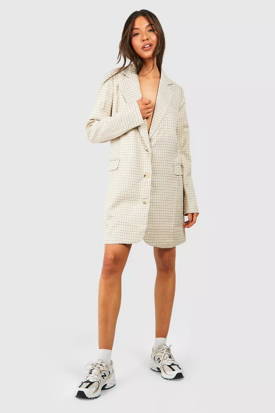 Oversized Check Blazer Dress | boohoo (US & Canada)