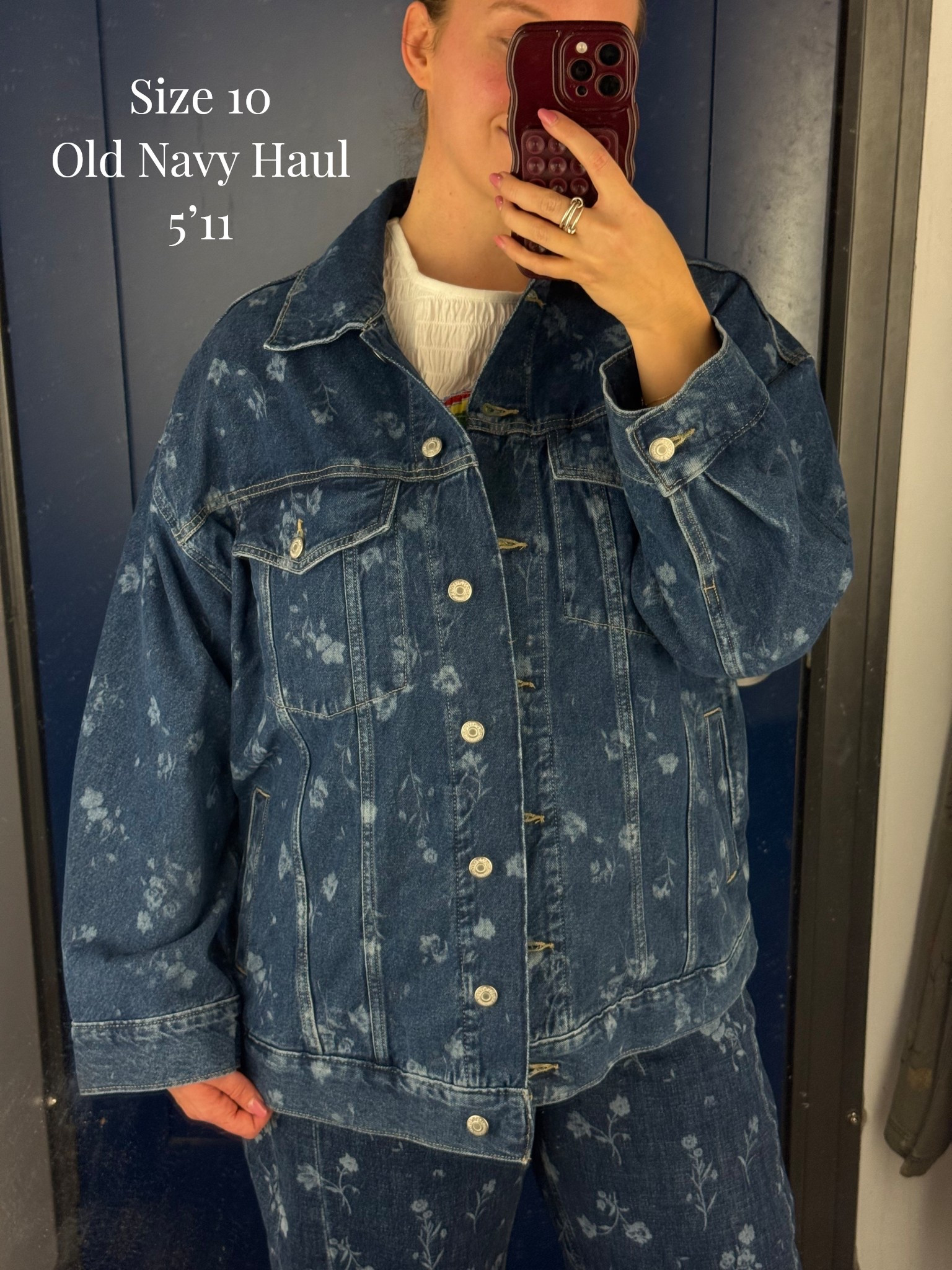 A spring Canadian tuxedo. This floral denim jacket is the perfect oversized fit 

#LTKTall #LTKMidsize #LTKootd