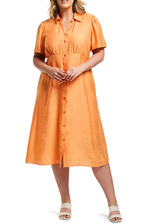 Estelle Ibiza Cotton Blend Shirtdress in Orange at Nordstrom, Size 3 X | Nordstrom