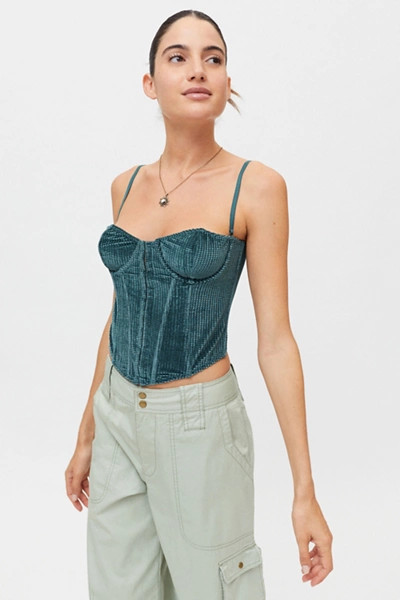 Out From Under Replay Velvet Waffle Corset | Urban Outfitters (US and RoW)